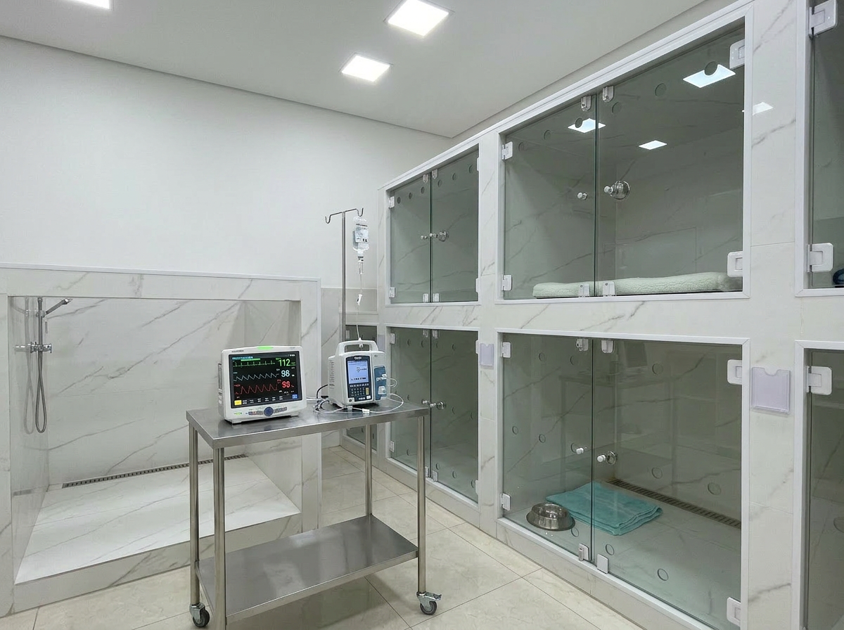 Baias de internação e equipamentos de monitoramento da LumeCare